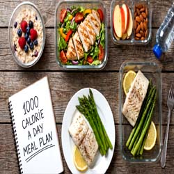 A structured meal prep container for a 1000 calorie a day meal plan featuring the low calories in two eggs.