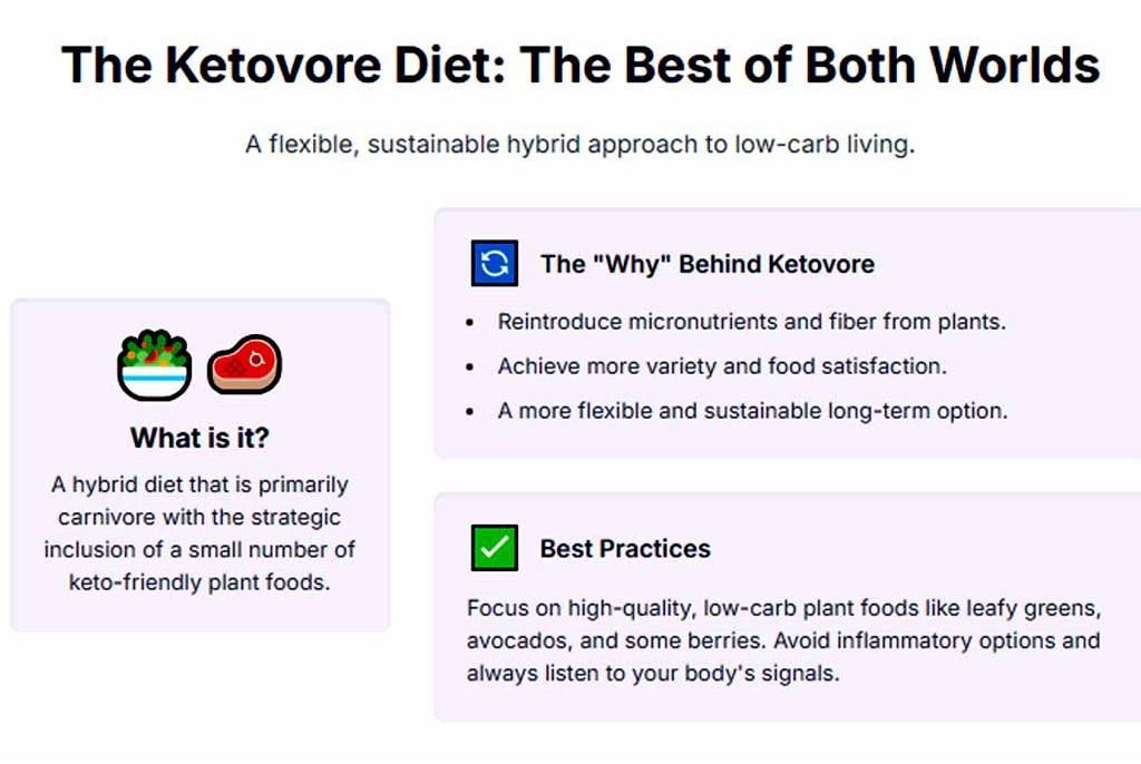 Infographic timeline of keto and carnivore diet effects on energy and weight loss.