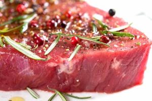 Fresh steak cut seasoned with dry spices, ready for a high-protein steak and eggs meal