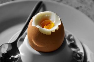 protein in eggs - close-up of a poached egg, showcasing its delicate structure