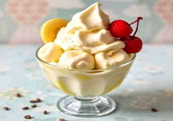 Banana “nice cream” — a creamy, braces-friendly frozen dessert made from blended bananas.