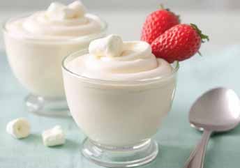 Marshmallow-flavored mousse — a light, creamy dessert that’s soft and braces-friendly.
