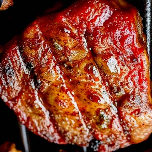 Close-up of tender steak with rich seasoning and grill marks