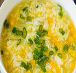 Egg drop soup calories example featuring traditional egg ribbons swirled in clear soup