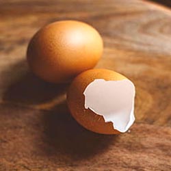 A 1/2 cup serving of egg white protein being prepared for a fitness meal.