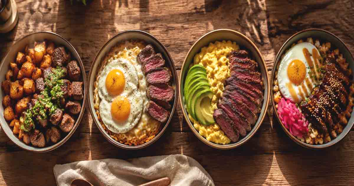 steak and eggs breakfast bowls recipes