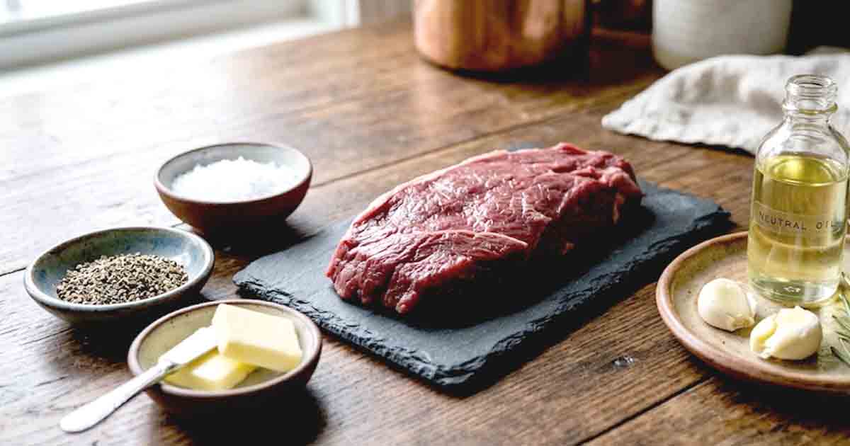 Raw Teres Major steak trimmed and ready to cook