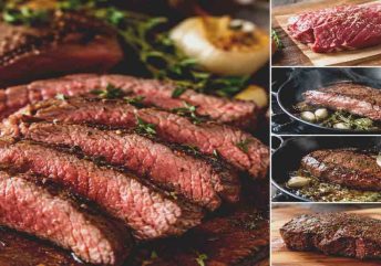 Sliced Teres Major steak cut against the grain